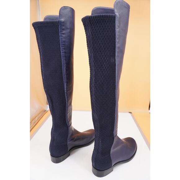 Stuart Weitzman 5050 Over The Knee Navy Blue Leather Stretch Boots SZ 6 New $975 - Picture 7 of 9